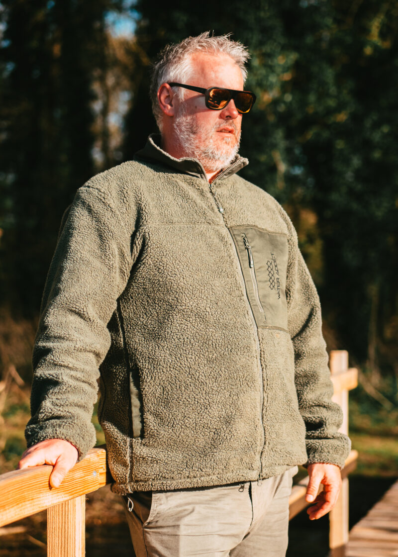 Veste Sherpa Polaire Kaki Water Addict chaude avec poches